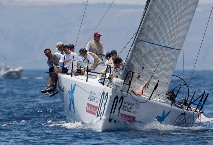 H.R.M. Juan Carlos I steers Bribón to victory in Race 8 of the Audi MedCup in Alicante on Saturday