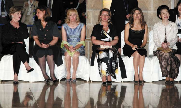 Wives of the G8 leaders at a social event in Hokkaido yesterday