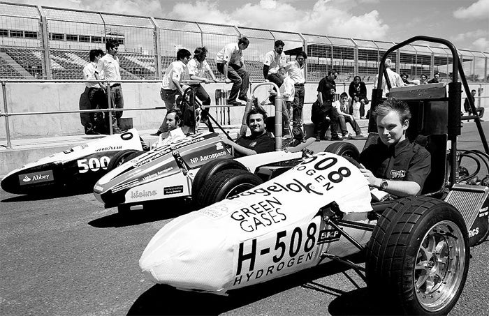 Pole position:Class 1A cars from Oxford Brookes University, Coventry University and the University of Hertfordshire [GAVIN IRELAND]