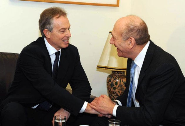 Tony Blair meeting Olmert when both were prime ministers