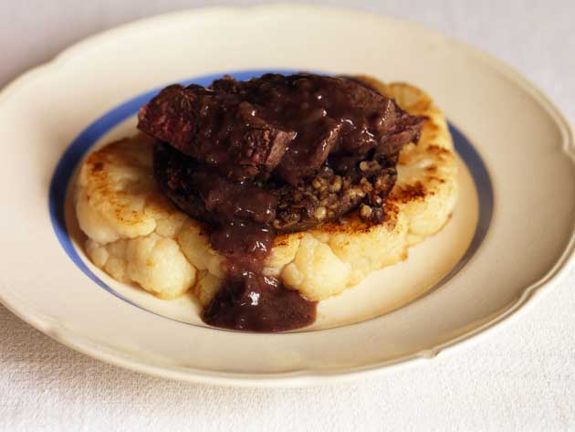 Place the haggis and venison on top of the cauliflower and pour the sauce around