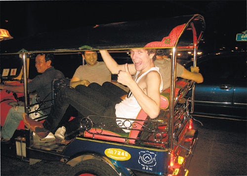 Drummer Lasse Petersen takes a Tuk-Tuk