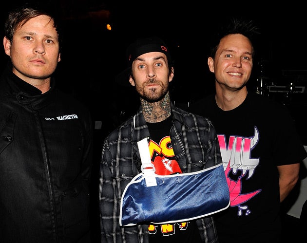 From l-r: Mark Hoppus, Travis Barker and Tom DeLonge shot to fame in the Nineties with their SoCal brand of pop punk and are currently on tour