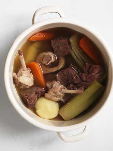 You can use any cuts of meat that require a bit of slow cooking so that you achieve a good-flavoured stock