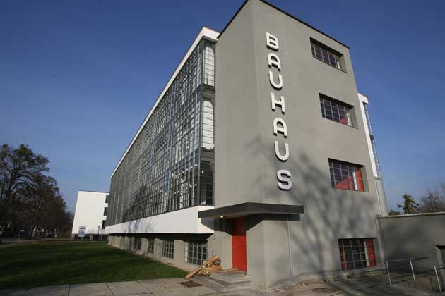 The reconstructed Bauhaus school in Dessau