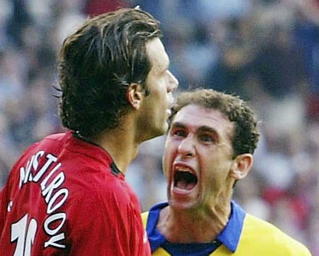 THE CHARM OFFENSIVE When Arsenal couldn't contain their glee at a United penalty miss, what ensued would become known as the 'Battle of Old Trafford'. Ruud van Nistelrooy had complained incessantly to the referee about some physical treatment, and then in the dying moments drilled a penalty which would have guaranteed United a win onto the crossbar. Martin Keown lead the taunting, along with Ray Parlour and Ashley Cole. The fracas continued down the tunnel and Arsenal were charged with failing to control their players, while Ryan Giggs and Cristiano Ronaldo were also hauled before the beak.