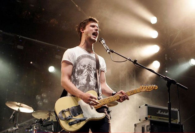 Lead singer of the White Lies Harry McVeigh performs at Radio 1's Big Weekend in Swindon