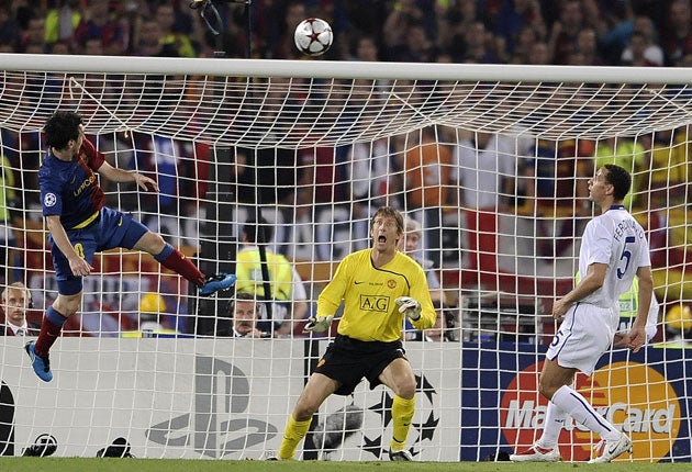 Messi’s favourite goal was this header in the 2009 Champions League final
