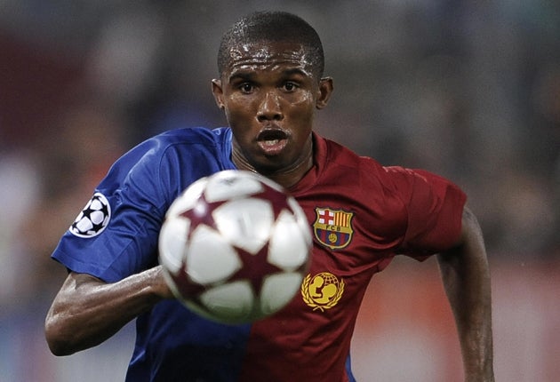 Barcelona striker Samuel Eto'o could arrive at Manchester City