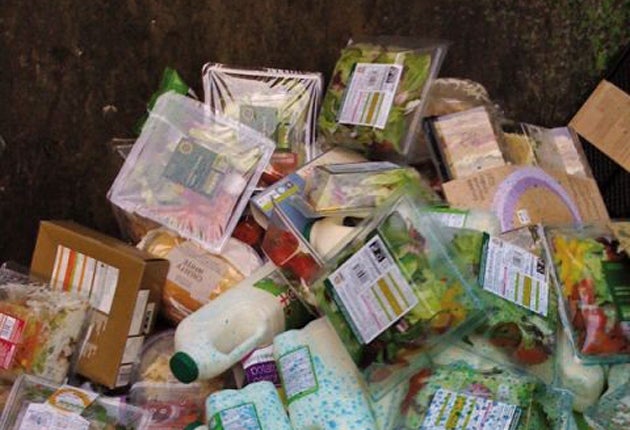 On the scrapheap: food discarded by a supermarket in central London