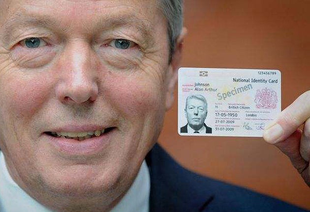 Former home secretary Alan Johnson reveals an ID card, launched in 2009