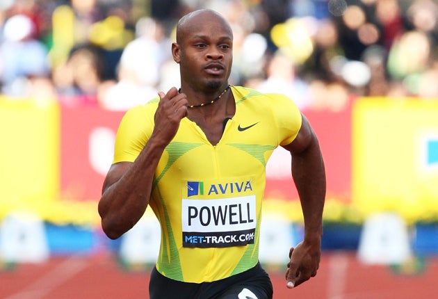 Powell holds the record for the most sub-ten second 100m times