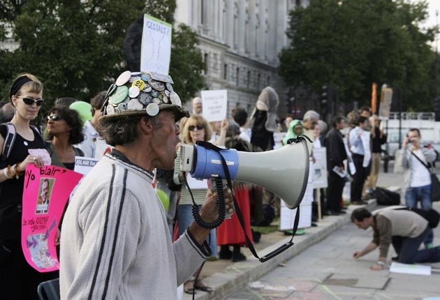 Peace campaigner Brian Haw faces eviction from an area of grass in Parliament Square Gardens