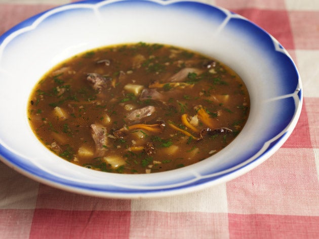 This soup provides a good opportunity to use up the carcass of a game bird