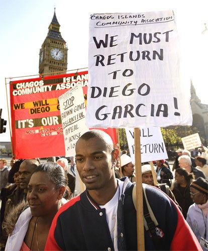 A protest in London by people from the Chagos Islands