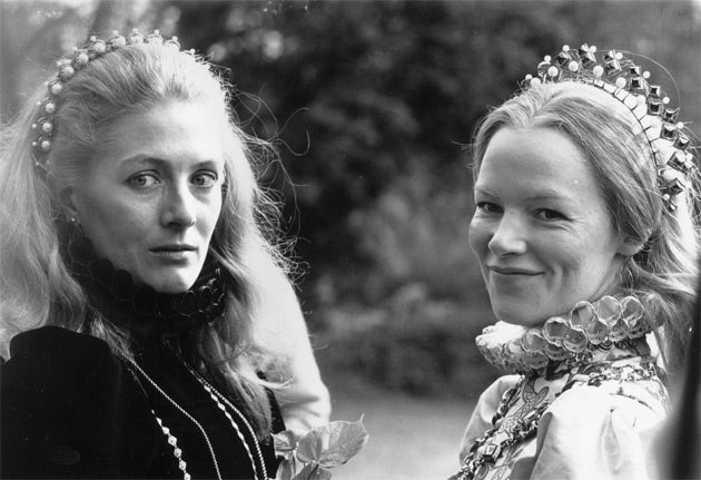 Vanessa Redgrave, left, and Glenda Jackson in costume during the filming of 'Mary, Queen of Scots' (1971)