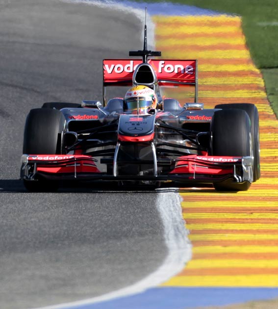 Hamilton pictured during practice