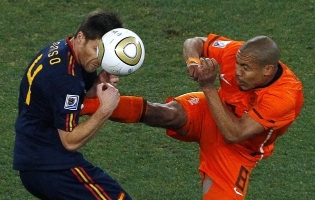 Nigel de Jong's tackle on Alonso