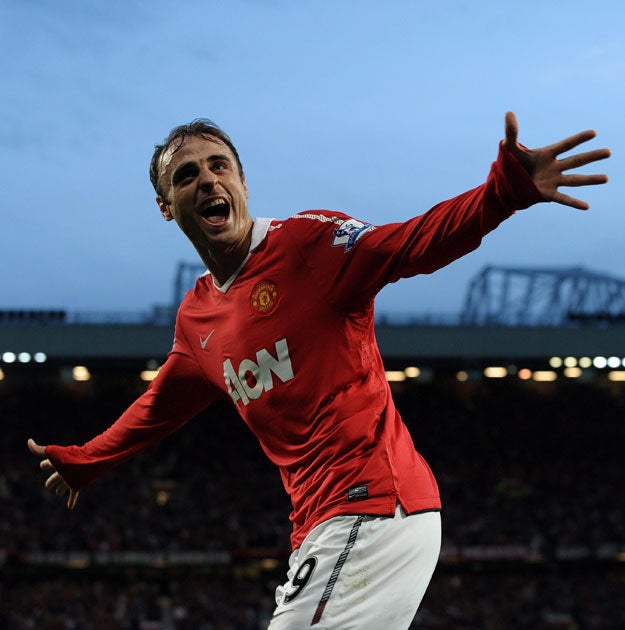 Dimitar Berbatov scored his third hat-rick of the season against Birmingham City