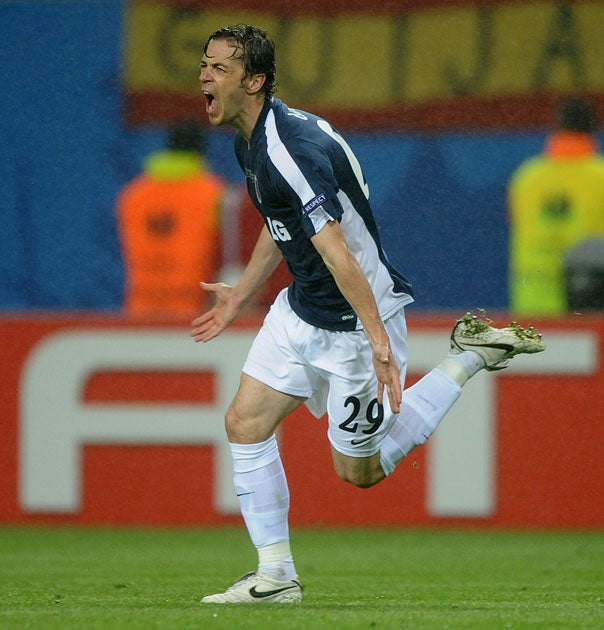 Fulham reached the final of last year's Europa League. Pictured here is Simon Davies after scoring in the final in Hamburg