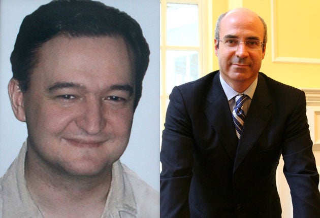 Bill Browder (R) has campaigned for more than 15 years against the Putin regime following the death of his friend and lawyer Sergei Magnitsky (L) in 2009