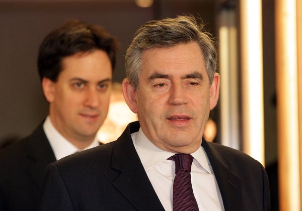 Ed Miliband and Gordon Brown in 2010