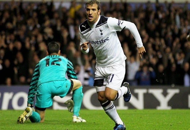 Rafael van der Vaart celebrates one of his 11 goals for Spurs