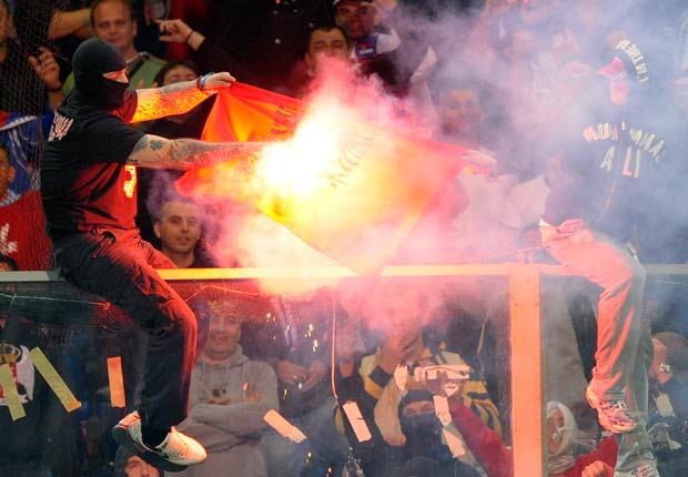 Italy were awarded a 3-0 win after visiting Serbian fans rioted before, during and after a Group C qualifier in Genoa