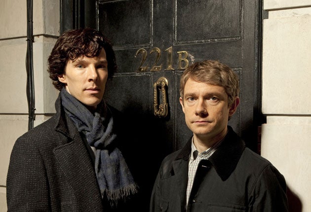 Benedict Cumberbatch and Martin Freeman as Holmes and Watson in Sherlock