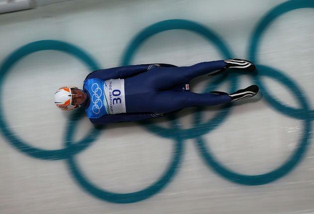 Nodar Kumaritashvili during a training run at the Vancouver Olympics