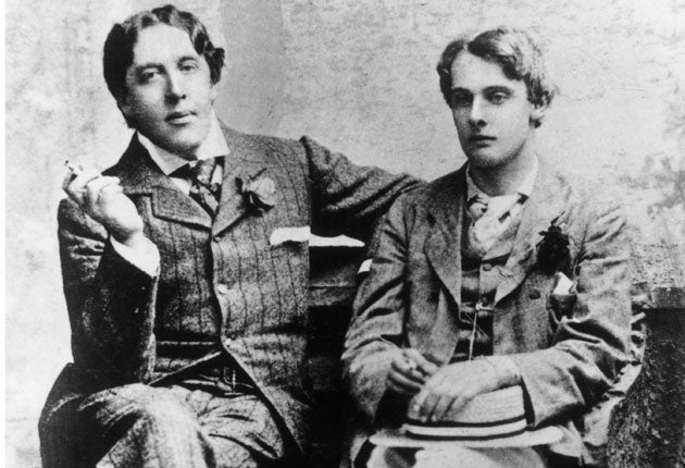 Wilde (left) with his lover Lord Alfred Douglas in 1893. Wilde was prosecuted for indecency two years later