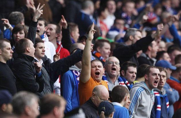 Rangers fans will be banned for one match, with another suspended