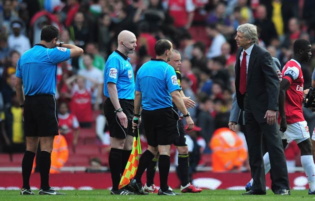 Wenger was furious at full-time on Sunday
