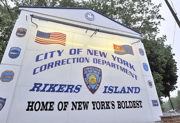 The entrance to Rikers Island, New York City's main jail complex