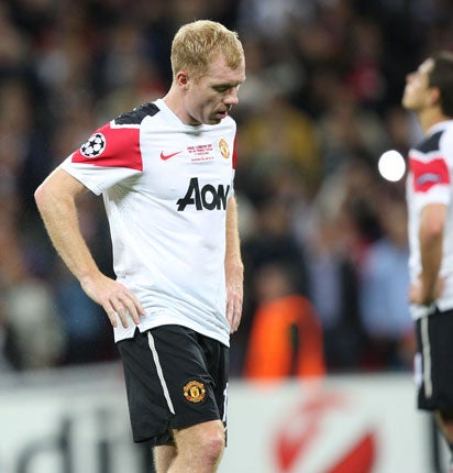 Scholes' last match for United came in the Champions League final at Wembley