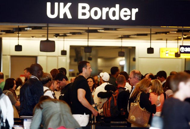 Queues at Border Control in Terminal Five of London's Heathrow Airport