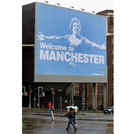 The famous billboard when Carlos Tevez joined Manchester City