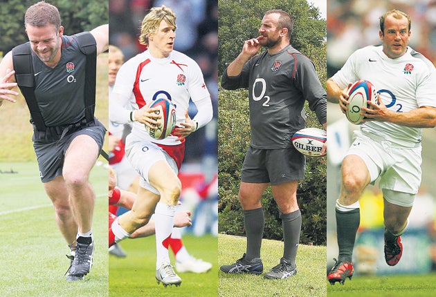 Out: Joe Worsley, David Strettle, George Chuter and James Simpson-Daniel