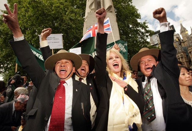 Short-lived joy: Joanna Lumley celebrates winning settlement rights for retired Gurkhas in 2009