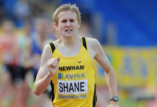 James Shane on his way to winning the men's 1500 metres final during the Aviva UK Trials and Championships at Birmingham last week