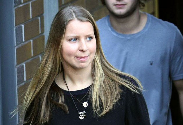 Madeleine Pulver leaves her home in Mosman