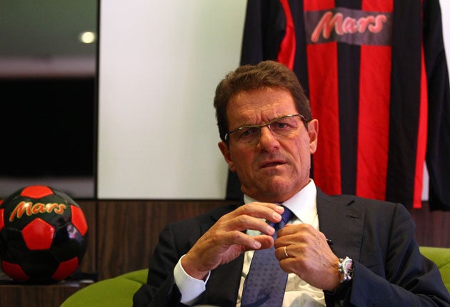 Friendly warning: Fabio Capello at the FA Mars Just Play scheme