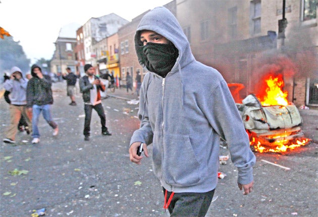 The battle for Britain: rioters in Hackney, east London on Monday
