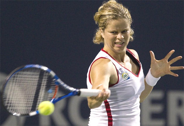 Belgium's Kim Clijsters has a stomach muscle injury