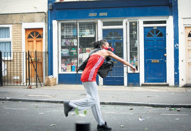 A woman during this week's violence in London