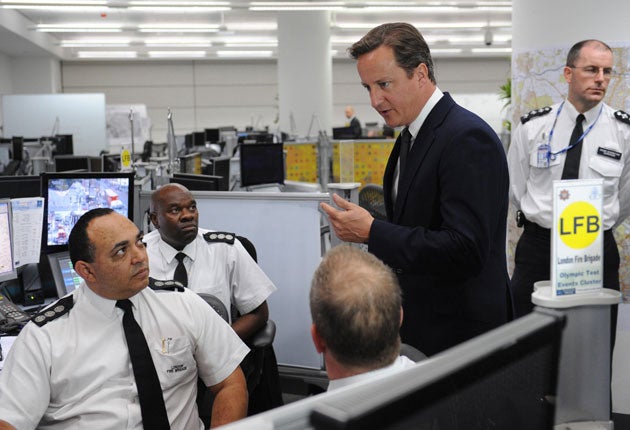 Wednesday: Mr Cameron tells the media that water cannon will be available to the police 'within 24 hours', should they be needed to quell rioters, and says that baton rounds are already authorised for use by police