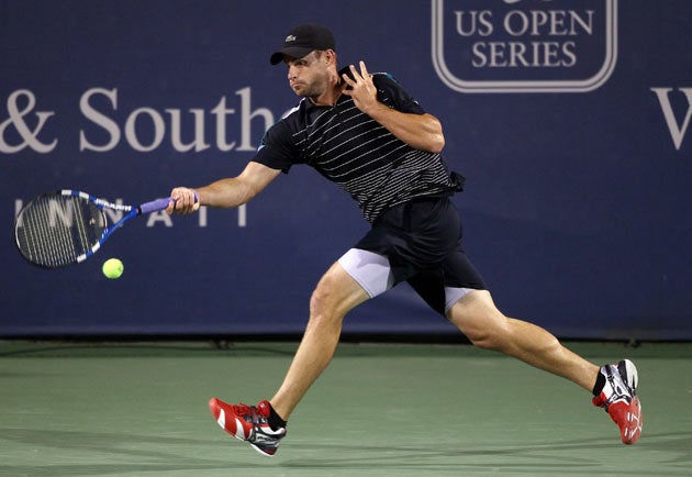 Roddick smashed his racket during the course of the match