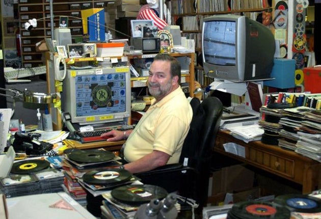Paul Mawhinney with his huge record collection in 2008