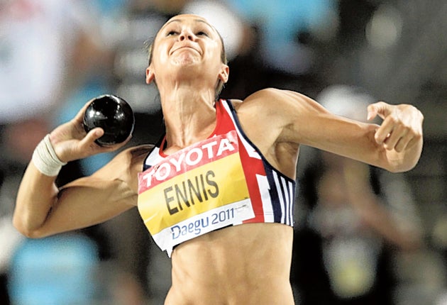 Jessica Ennis threw a lifetime best in the shot putt yesterday