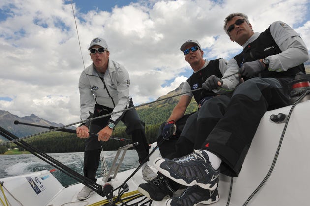 GAC Pindar skipper Ian Williams (left) with crew Bill
Hardesty (centre) and Gerry Mitchell (right)are running hot in the World